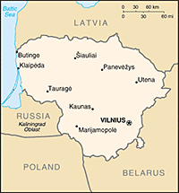 リトアニア共和国の地図